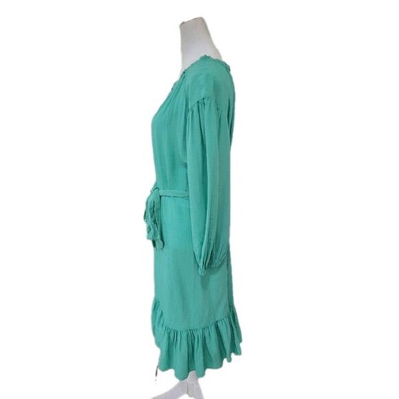 Knox Rose Knee Length Dress Women's Large Green Tie Waist Ruffles Pockets - NEW - Picture 4 of 12